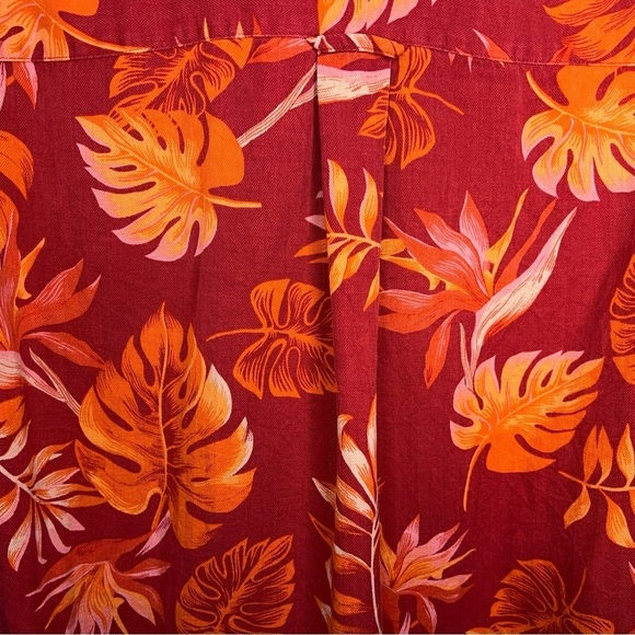 Medium Mens IZOD Silk Red/orange Tropical Hawaiian Shirt Washable Rockabilly - Picture 9 of 13